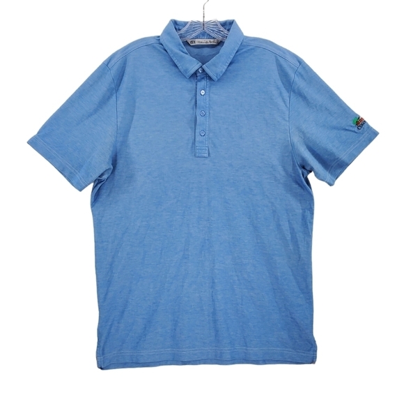 Travis Mathew Shirt Mens L Blue Polo Golf Colonial CC Logo Pima Cotton Blend - Picture 13 of 14